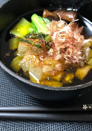 【残ったお餅で】まるでお雑煮なアヒージョ-レシピのメイン写真