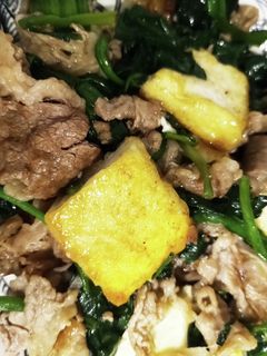 牛肉と厚揚げとほうれん草のオイスター炒め-レシピのメイン写真