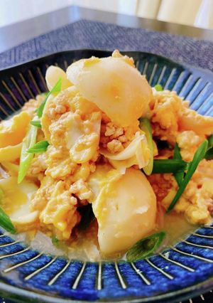 ゆり根と鶏ひき肉の卵とじ-レシピのメイン写真