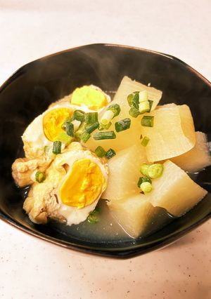 大根と卵入りお揚げの煮物　鶏がらスープで-レシピのメイン写真
