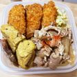 豚バラと玉ねぎの甘炒め☆市販のフライ弁当