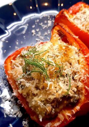オーブンで焼くパプリカの洋風肉づめ-レシピのメイン写真