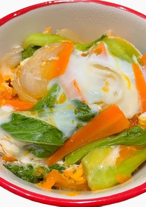市販カツで*野菜たっぷりカツ丼-レシピのメイン写真