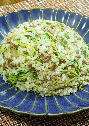 節約応援!彩り鮮やか豆苗ひき肉チャーハン-レシピのメイン写真