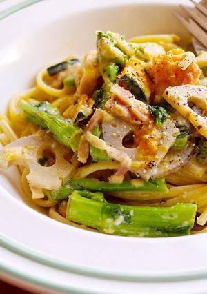 菜の花豆乳クリームパスタ-レシピのメイン写真