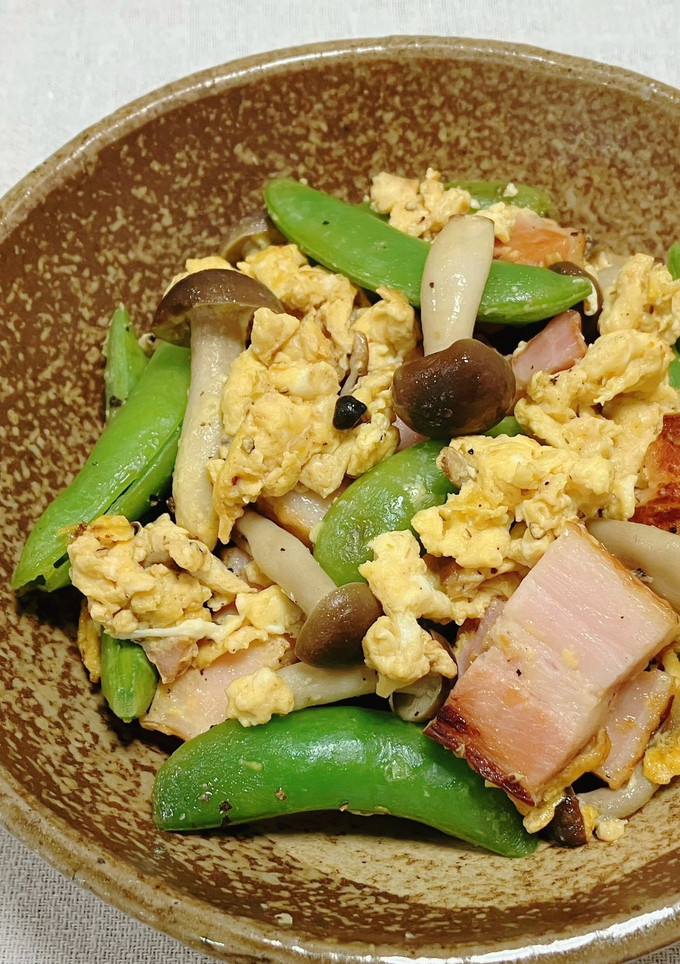 スナップえんどうと炒り卵の炒め物-レシピのメイン写真