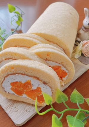 簡単!米粉ロールケーキ☆特製クリームで♪-レシピのメイン写真