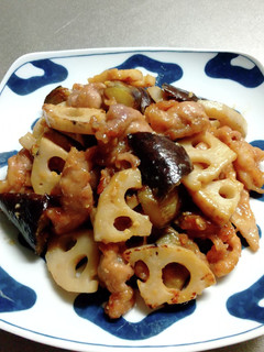 豚肉とれんこんとなすの味噌炒め-レシピのメイン写真