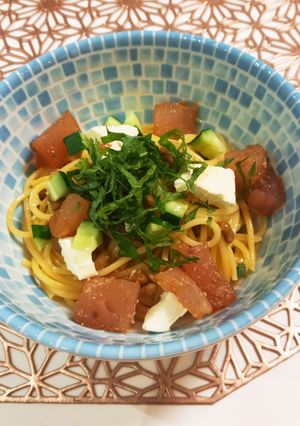 納豆パスタ 節分具材リメイク-レシピのメイン写真