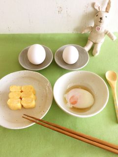 大小たまごで☆ミニたまご焼き&温泉たまご-レシピのメイン写真