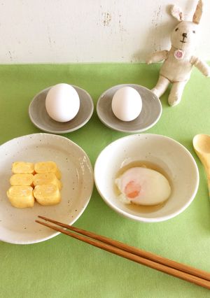大小たまごで☆ミニたまご焼き＆温泉たまご-レシピのメイン写真