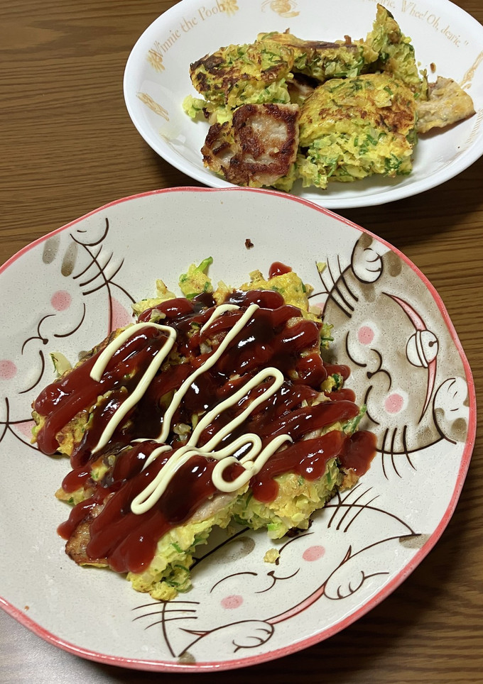 簡単！混ぜて焼くだけ♪お好み焼風卵焼き-レシピのメイン写真