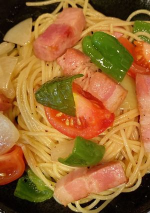 厚切りベーコン&ゴロゴロ野菜の和風パスタ-レシピのメイン写真
