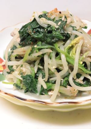 美味♪豚もも肉ほうれん草もやしの味噌炒め-レシピのメイン写真