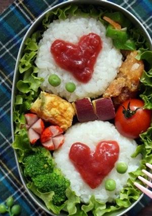 梅干しハートのおにぎり弁当-レシピのメイン写真
