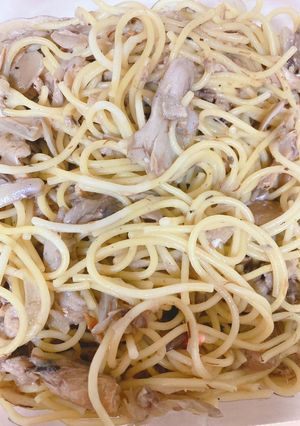 舞茸たっぷり鯖缶ワンパンパスタ-レシピのメイン写真