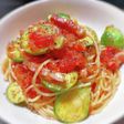 芽キャベツとベーコンのトマトソースパスタ