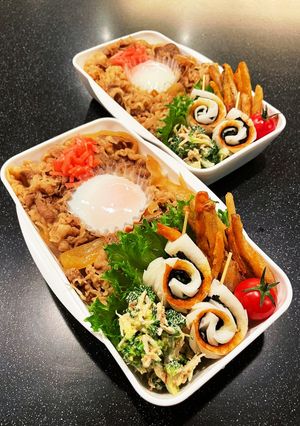 高校生弁当2023 2月6日　温玉牛丼-レシピのメイン写真