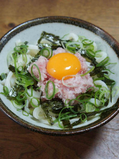 ネギトロ入り釜玉うどん-レシピのメイン写真