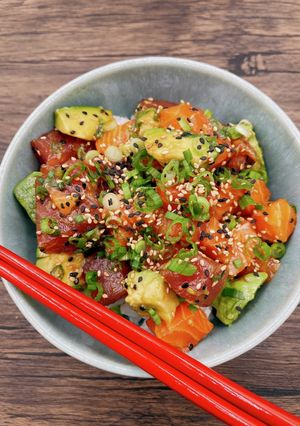 簡単☆まぐろサーモンのポケ丼-レシピのメイン写真
