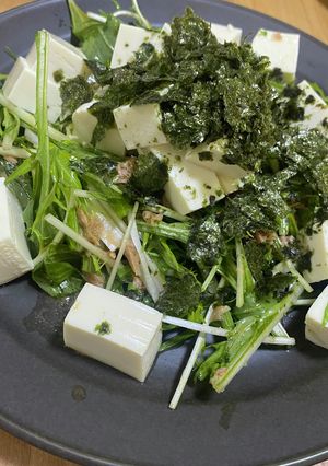 ピリ辛水菜とシーチキンの豆腐サラダ-レシピのメイン写真