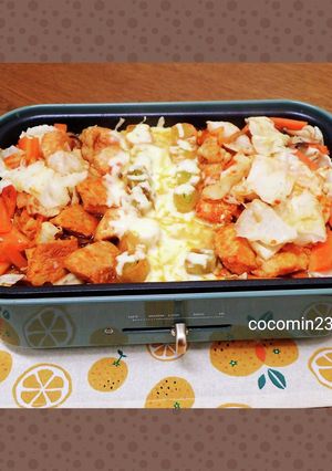 ホットプレートでリーキのチーズタッカルビ-レシピのメイン写真