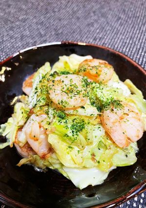 春キャベツとむきエビのポン酢炒め-レシピのメイン写真