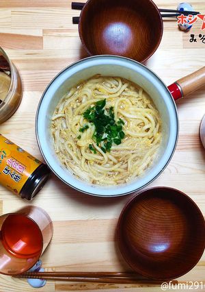 鍋の〆★酸辣湯風火の国ぽん酢卵とじうどん-レシピのメイン写真