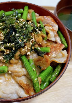 豚こま納豆丼-レシピのメイン写真