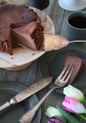 高カカオ&大豆粉【バスクチーズケーキ】-レシピのメイン写真