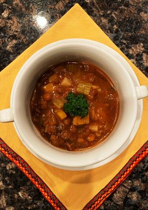 牛挽肉とレンズ豆のスープ-レシピのメイン写真