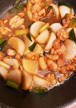 かぶとねぎ、鶏こま肉の洋風蒸し-レシピのメイン写真