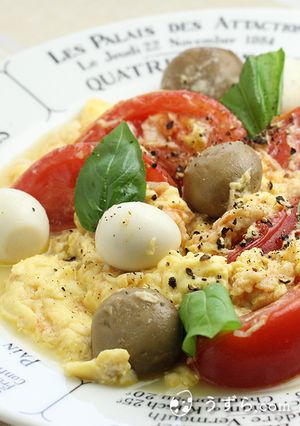 うずら入りトマト卵炒め【うずら.com】-レシピのメイン写真