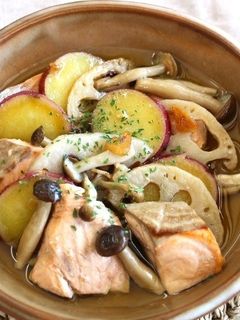 秋の旬づくし和風アヒージョ-レシピのメイン写真