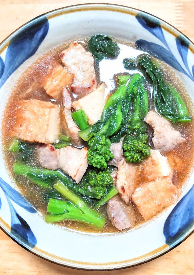 豚バラ肉と菜の花と厚揚げの煮込み-レシピのメイン写真
