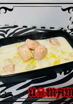 サーモンと白菜のクリーム煮~味噌仕立て~-レシピのメイン写真
