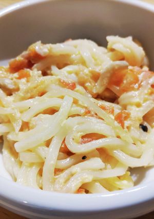 子ども向けトマボナーラうどん-レシピのメイン写真