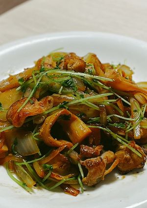 味付けメンマと豚肉と玉ねぎの炒めもの-レシピのメイン写真