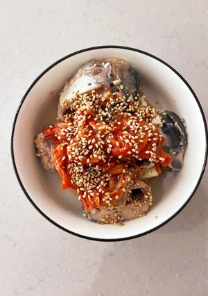 木綿豆腐に鯖缶とキムチのせただけ丼-レシピのメイン写真