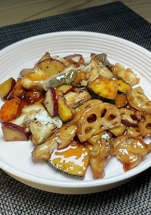鱈と野菜の揚げ＋黒酢あんかけ（大戸屋）-レシピのメイン写真