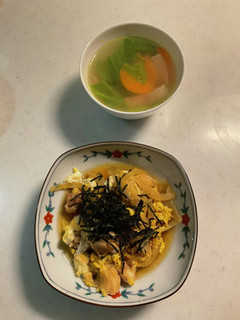 親子煮、コンソメスープ-レシピのメイン写真