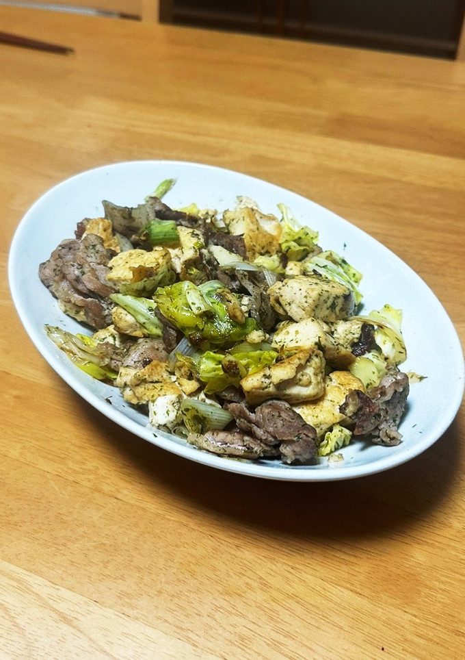 豆腐と豚こまの青のり塩炒め-レシピのメイン写真