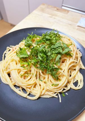 本格☆明太子とバターとニンニクオイルスパ-レシピのメイン写真