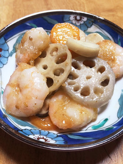 レンコンとエビの胡麻ドレ炒め-レシピのメイン写真