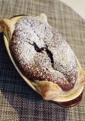 冷凍パイとグラタン皿でガトーショコラパイ-レシピのメイン写真