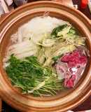 豆苗、大根とレタス、牛しゃぶ肉あっさり鍋