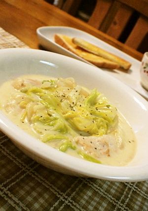 ＊新キャベツと鶏ムネ肉のクリーム煮＊-レシピのメイン写真