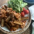 香ばしごぼうと豚の甘辛揚げ