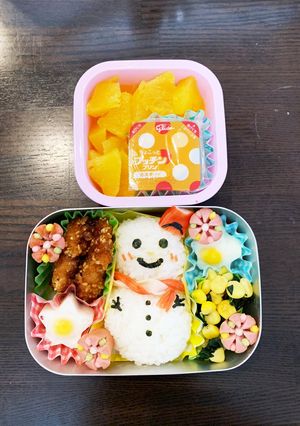 雪だるま弁当☆幼稚園保温庫用☆3歳-レシピのメイン写真
