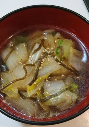 簡単！地味だが美味！白菜と塩昆布のスープ-レシピのメイン写真